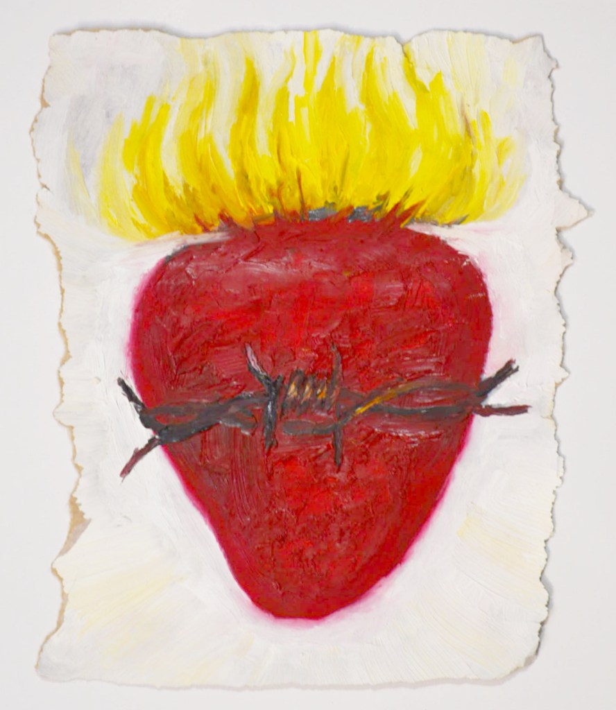 Heart 
oil on wrapping paper 15,5x18cm 2023